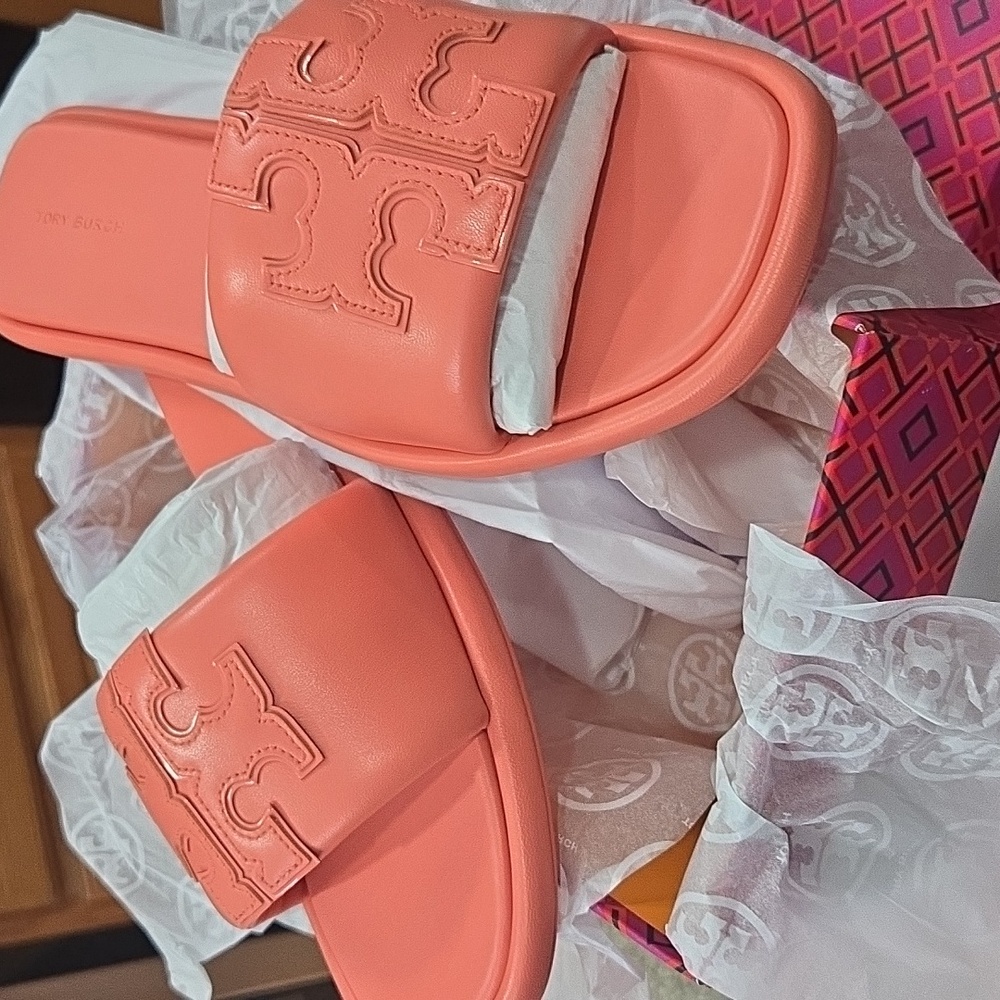 Tory Burch Double T Sport Slide Nappa Leather - Picture 9 of 9